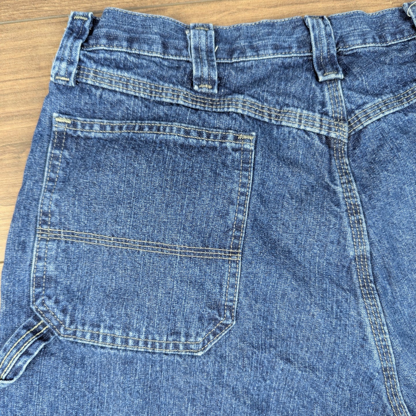 Blue Vintage Wrangler Carpenter Cargo Utility Hip-Hop Baggy Denim Shorts W36