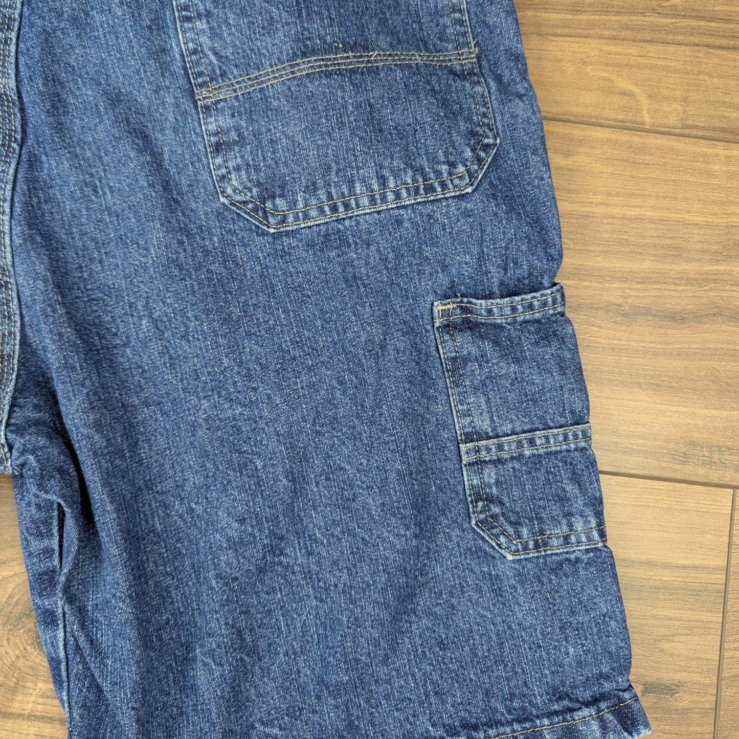 Blue Vintage Wrangler Carpenter Cargo Utility Hip-Hop Baggy Denim Shorts W36