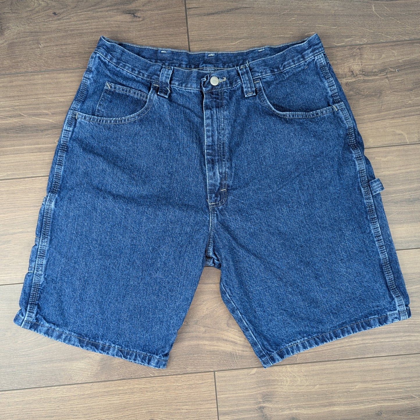Blue Vintage Wrangler Carpenter Cargo Utility Hip-Hop Baggy Denim Shorts W36