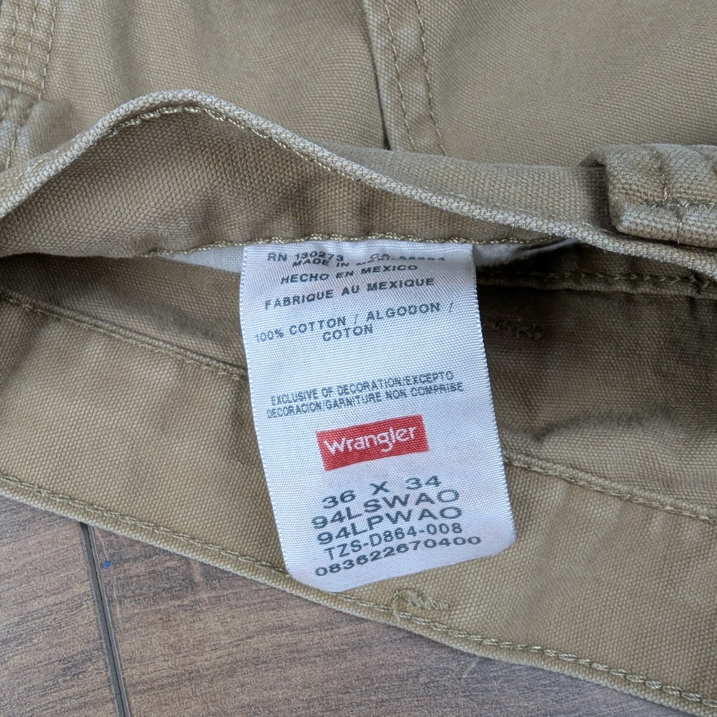 Brown Tan Vintage Wrangler Carpenter Cargo Utility Shorts Jorts W36