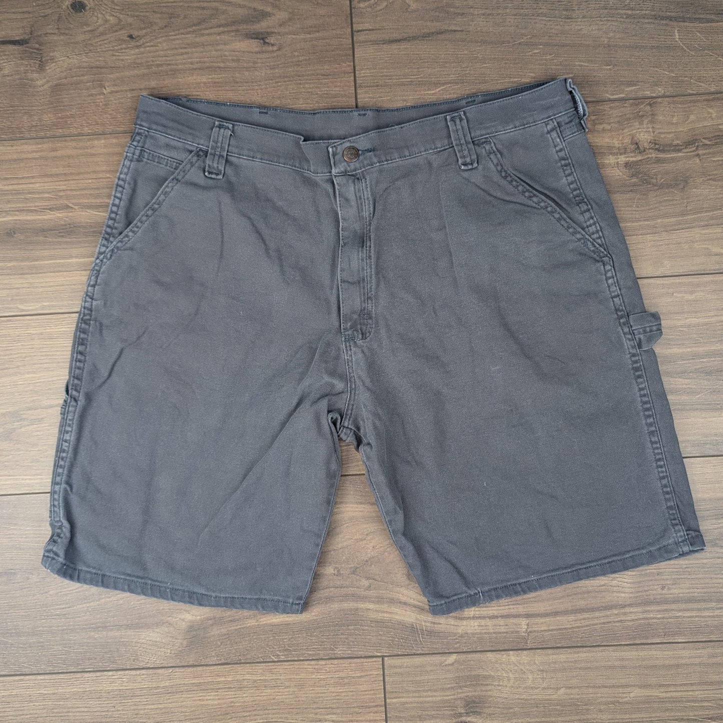 Grey Vintage Wrangler Carpenter Cargo Utility Shorts W38