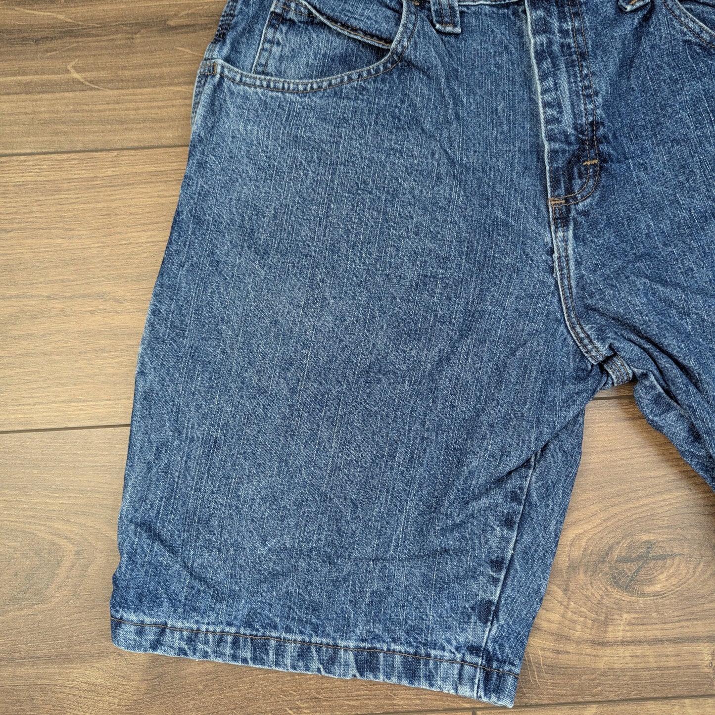 Blue Vintage Wrangler Carpenter Cargo Utility Hip-Hop Denim Shorts Jorts W33