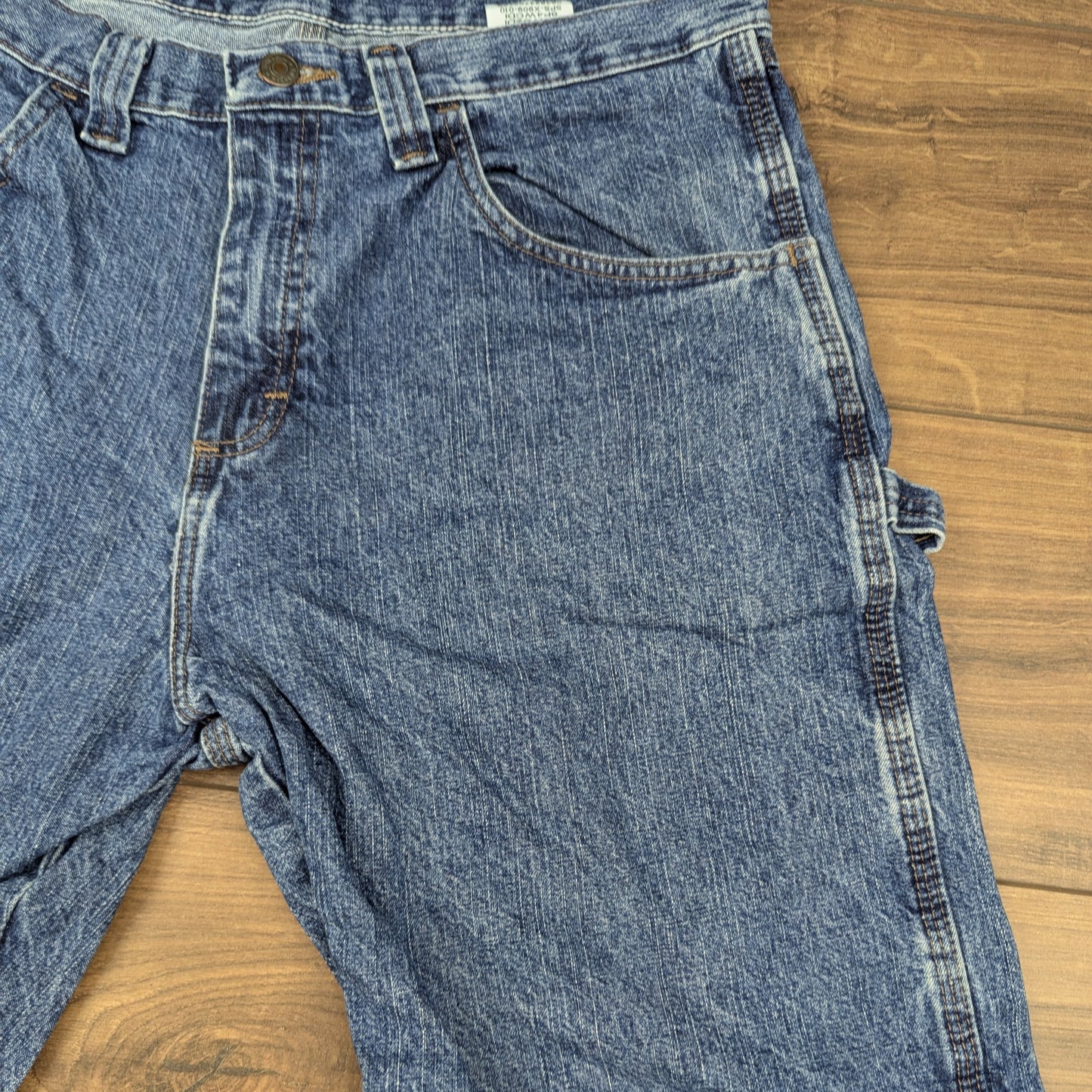 Blue Vintage Wrangler Carpenter Cargo Utility Hip-Hop Denim Shorts Jorts W33