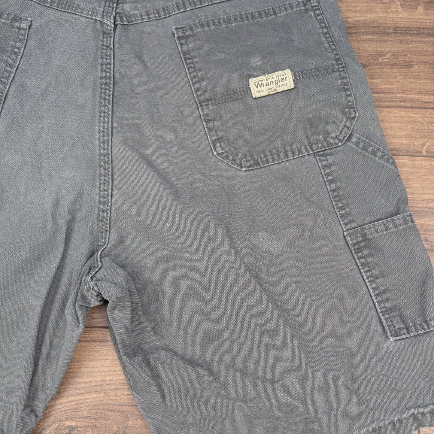Grey Vintage Wrangler Carpenter Cargo Utility Shorts W36