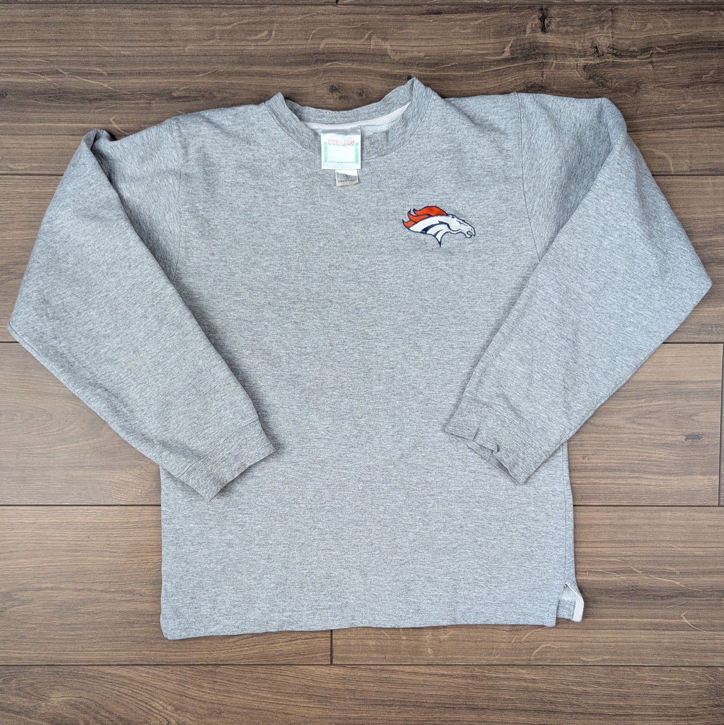 Grey Vintage Denver Bronco's NFL Kids Embroidered Sweatshirt Size XL