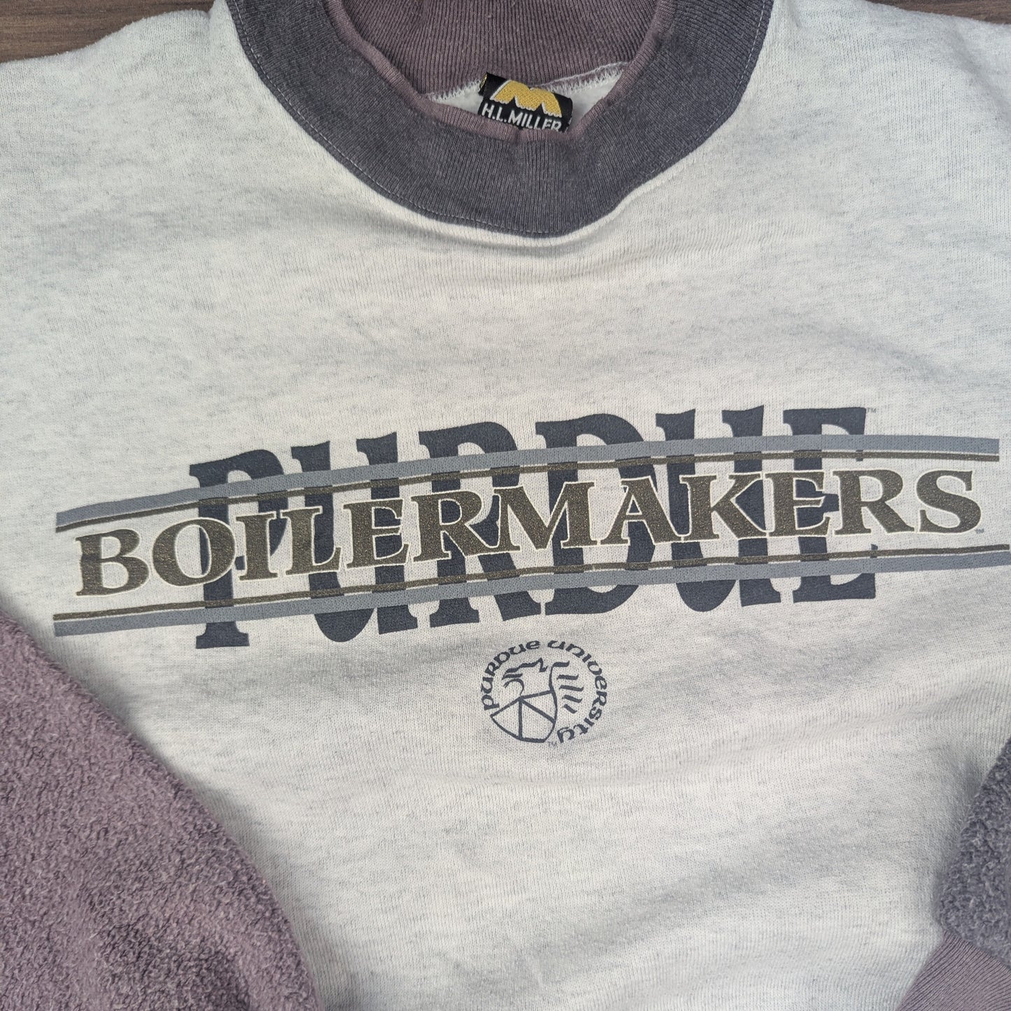 90's Vintage Grey/Purple Purdue Boiler Makers H.L Miller USA Sweatshirt Size M