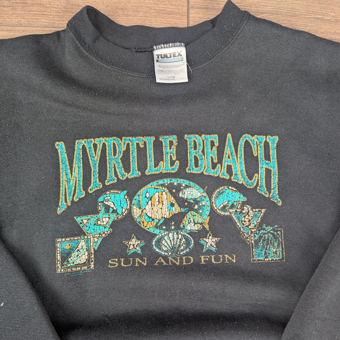 Vintage 00's Tultex Black Myrtle Beach Graphic Sweatshirt Size L
