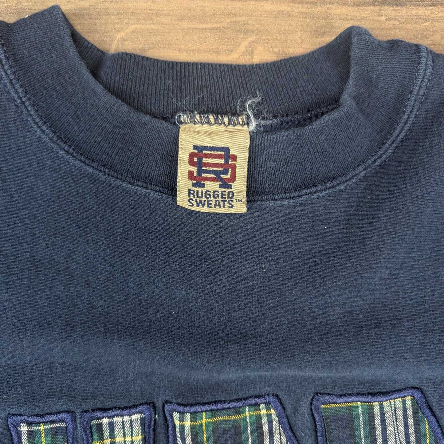Vintage 90's Yuma Police Dept. Embroidered Tartan Navy Graphic Sweatshirt Size L
