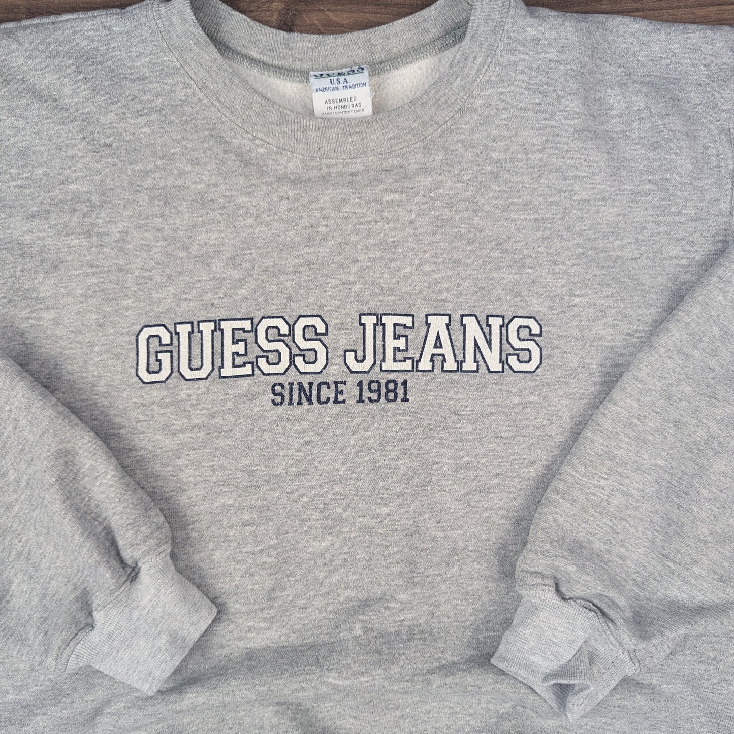 Guess Jeans Vintage Grey Graphic USA Sweatshirt Size S