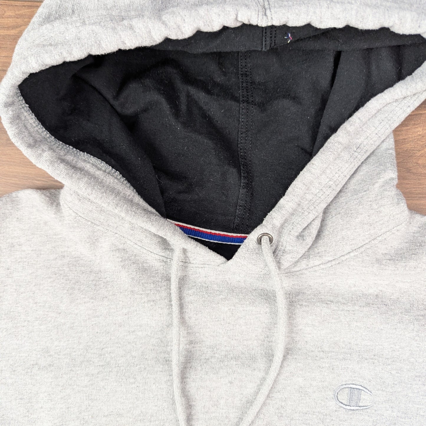 Vintage Grey Champion Embroidered Logo Hoodie Size S