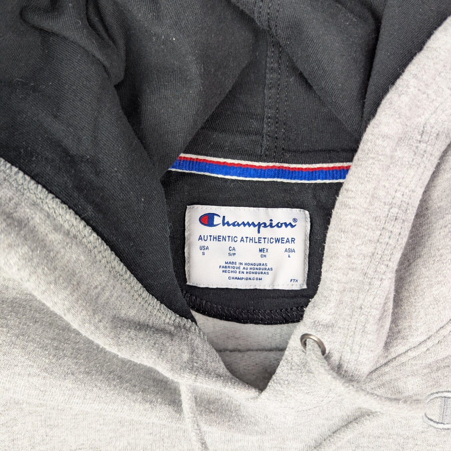 Vintage Grey Champion Embroidered Logo Hoodie Size S