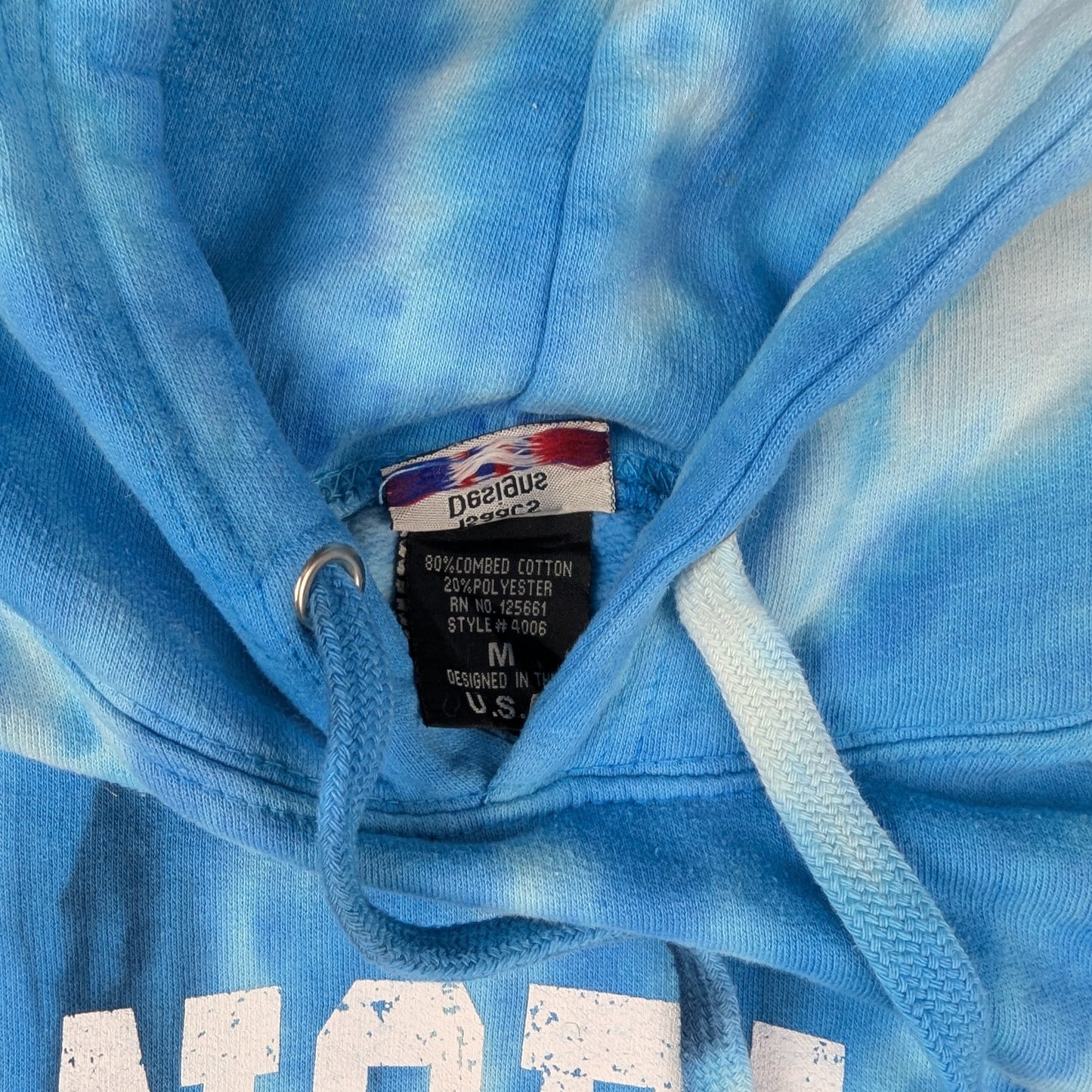 Isaac's Designs Vintage Tie-Dye Blue Graphic Hoodie Size M