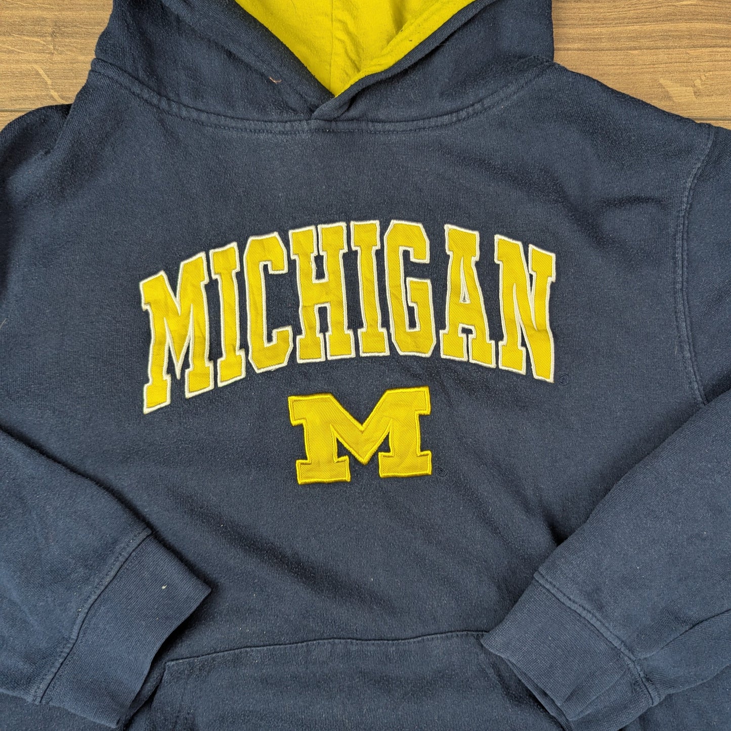 Vintage Stadium Athletics Michigan Wolverines Blue Yellow Hoodie Youth XL