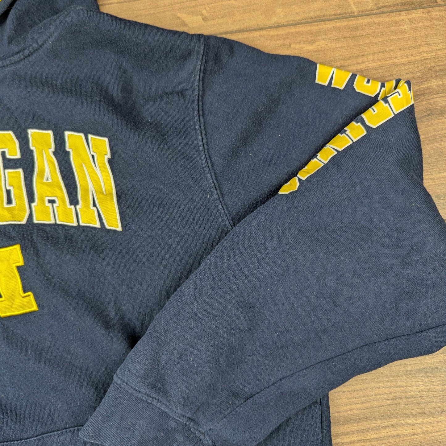Vintage Stadium Athletics Michigan Wolverines Blue Yellow Hoodie Youth XL