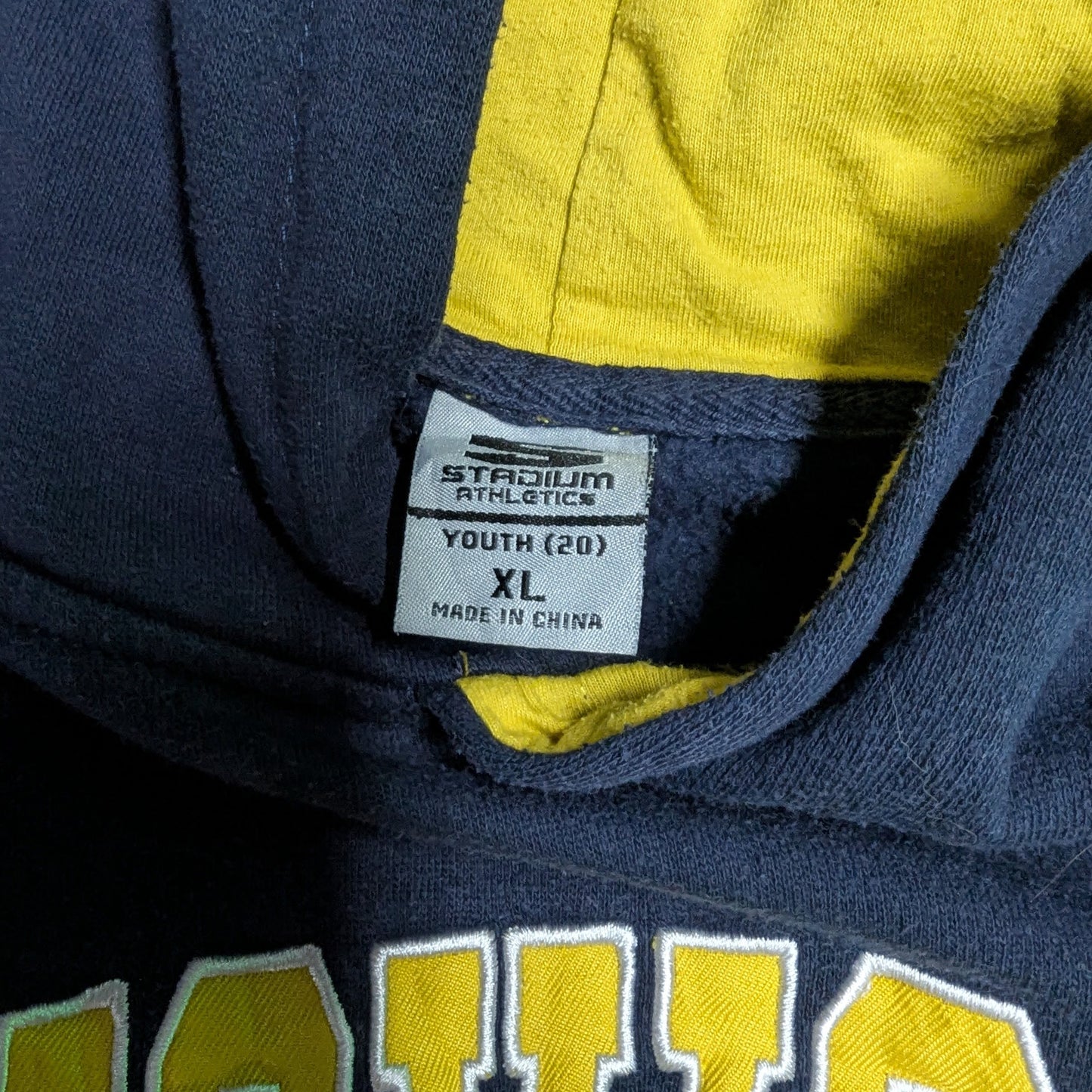 Vintage Stadium Athletics Michigan Wolverines Blue Yellow Hoodie Youth XL