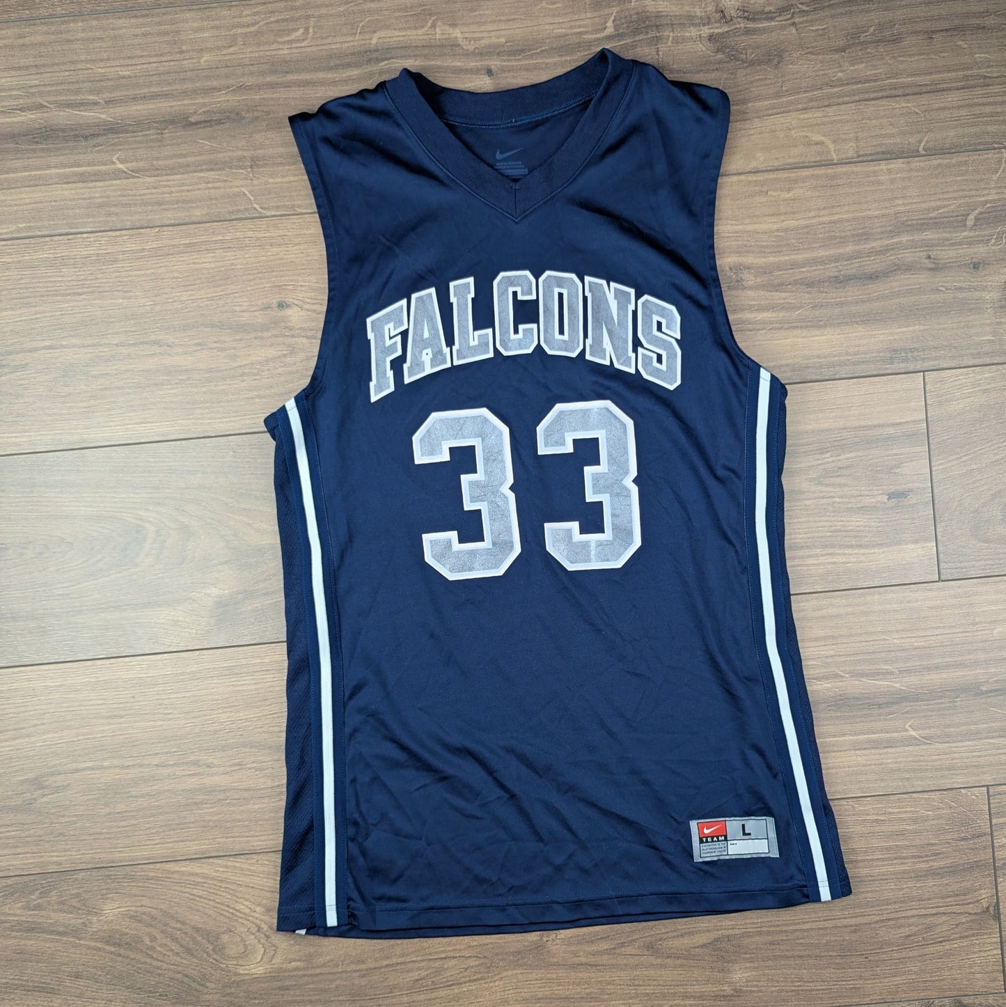 00's Blue Grey Nike Basketball Jersey Falcons 33 Size L