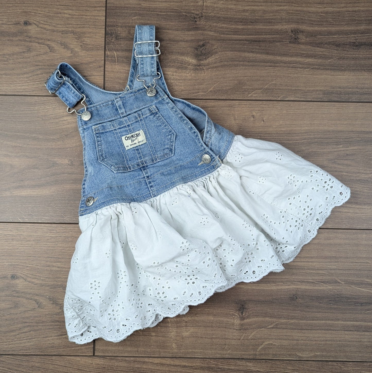 OshKosh B'gosh Vintage Style Dungaree Dress Adjustable Straps Size 18m