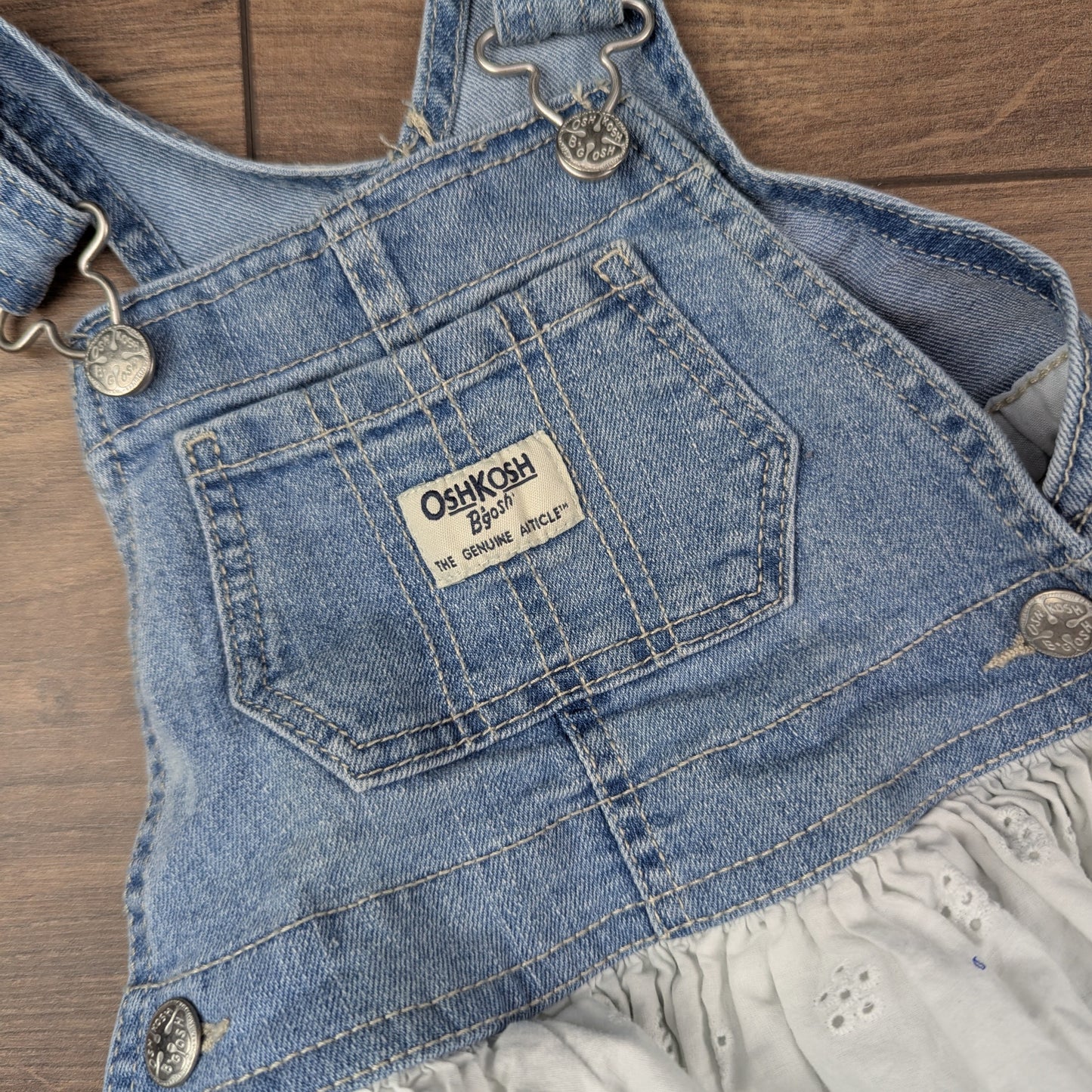 OshKosh B'gosh Vintage Style Dungaree Dress Adjustable Straps Size 18m