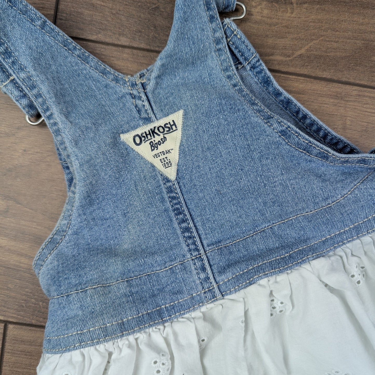 OshKosh B'gosh Vintage Style Dungaree Dress Adjustable Straps Size 18m