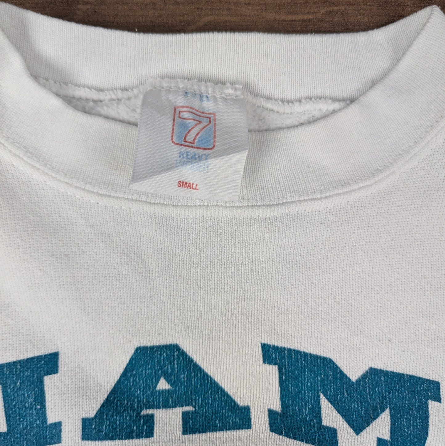 90's Vintage Miami Dolphins NFL White/Turquoise Logo 7 Sweatshirt Size S