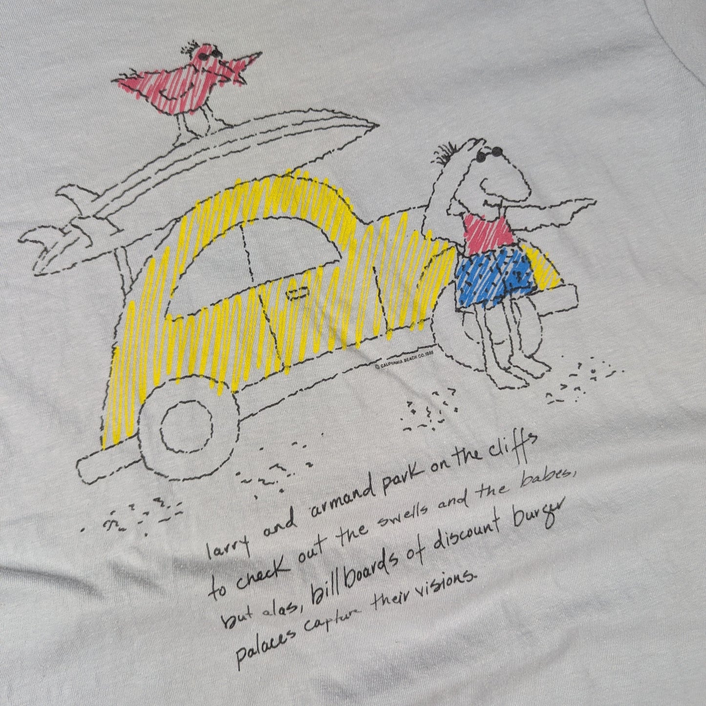 Grey 90's Single Stitch Funny Cartoon Comic Graphic T-shirt Size S