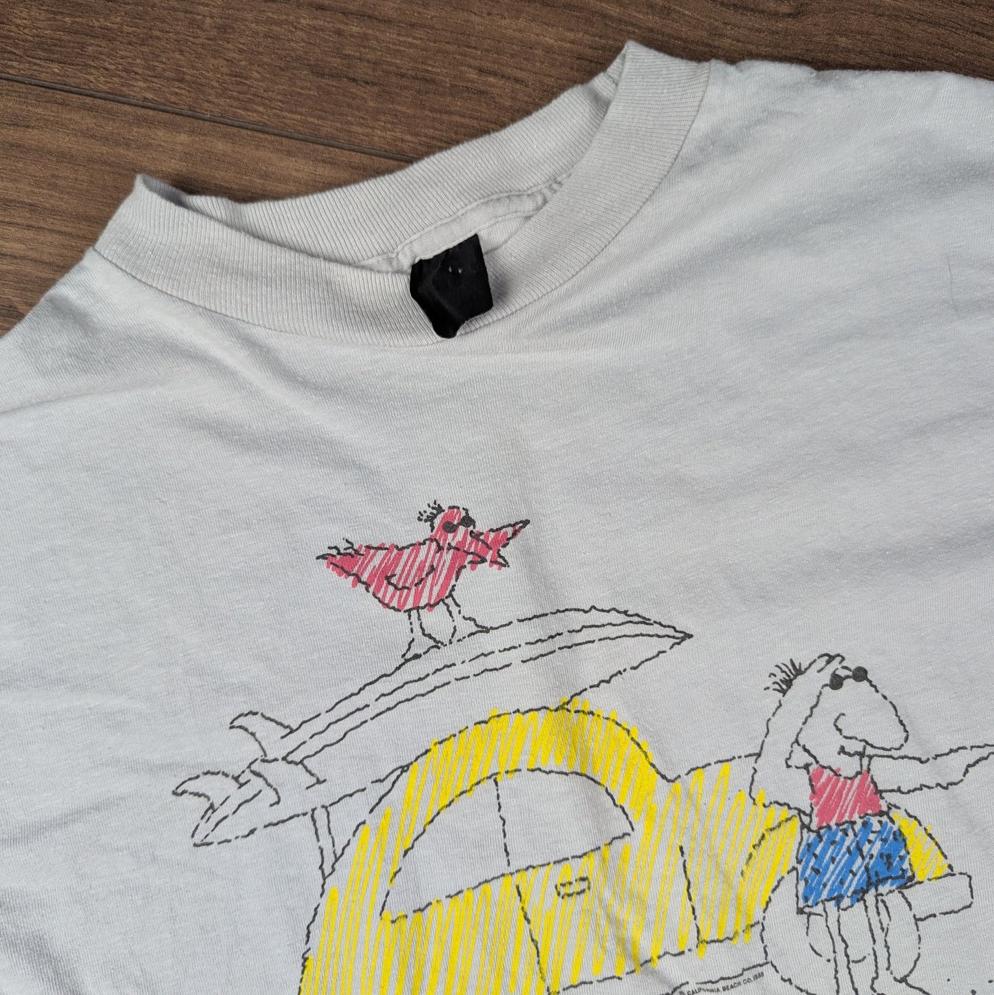 Grey 90's Single Stitch Funny Cartoon Comic Graphic T-shirt Size S