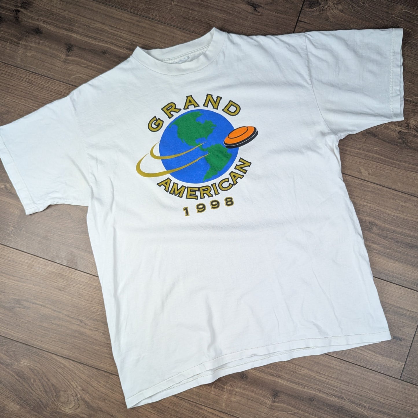 White Vintage '98 Single Stitch Grand American Handicap Graphic T-Shirt Size XL