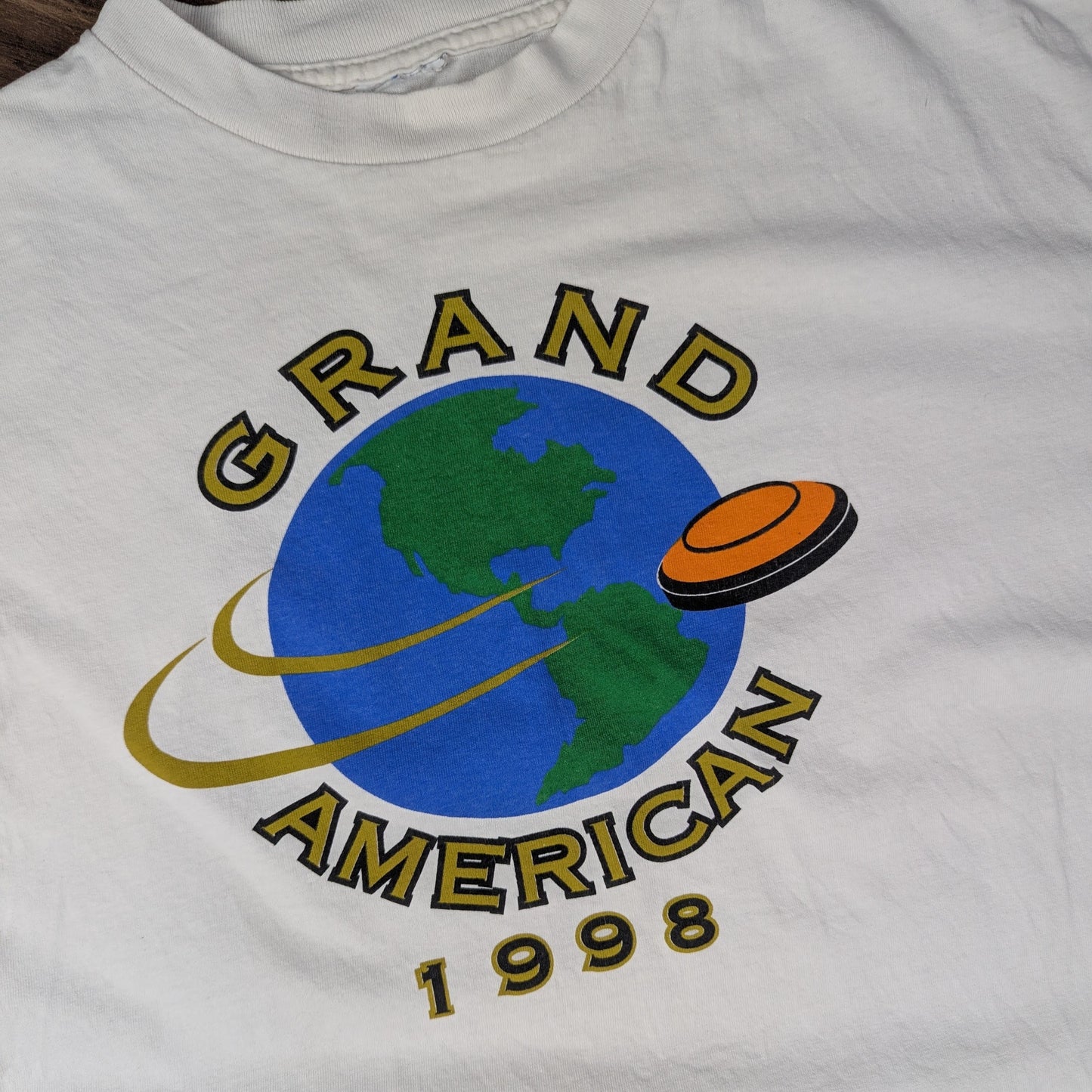 White Vintage '98 Single Stitch Grand American Handicap Graphic T-Shirt Size XL