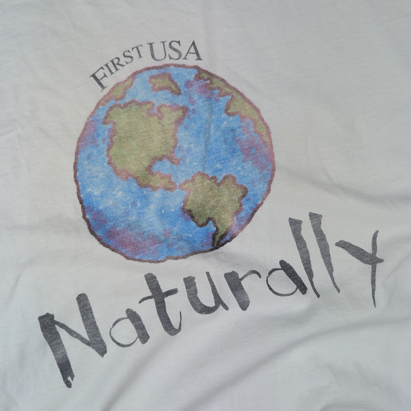 Vintage 90's White First USA Naturally Earth Graphic T-Shirt Size XL