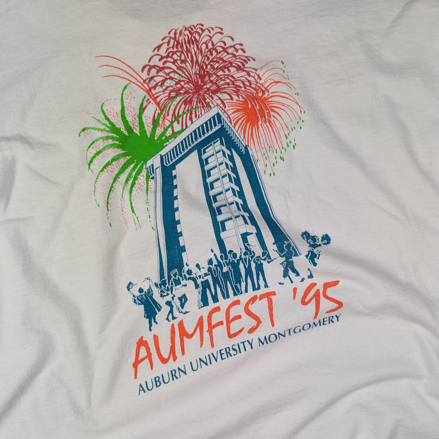 Vintage 90's White Single Stitch Auburn University Aumfest T-Shirt Size XL