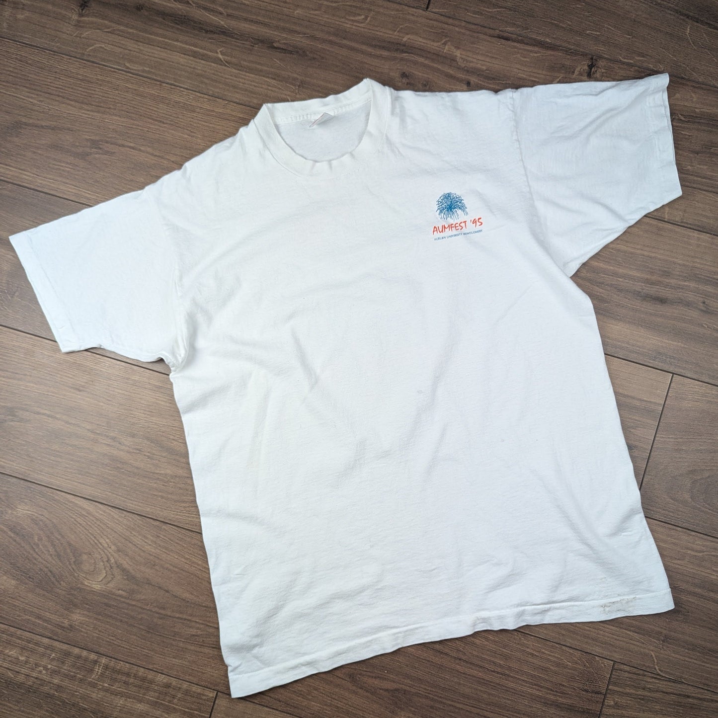 Vintage 90's White Single Stitch Auburn University Aumfest T-Shirt Size XL