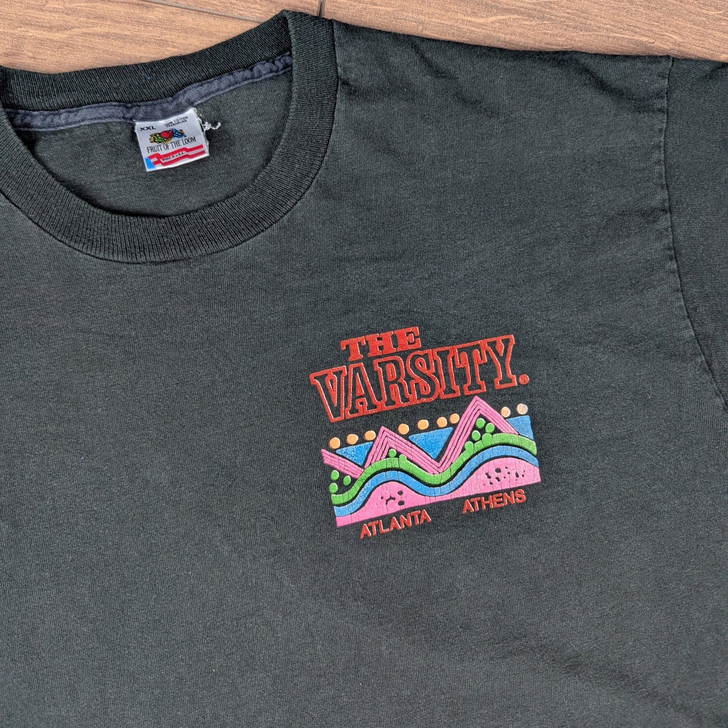Vintage 90's Black Single Stitch The Varsity Graphic T-Shirt Size XXL