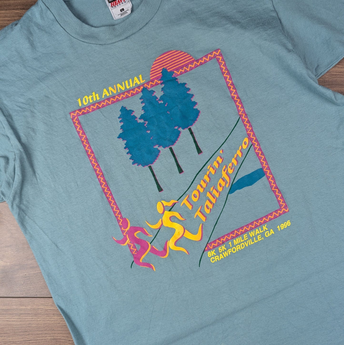 Vintage 90s Single Stitch Blue '96 Running T-shirt Size L