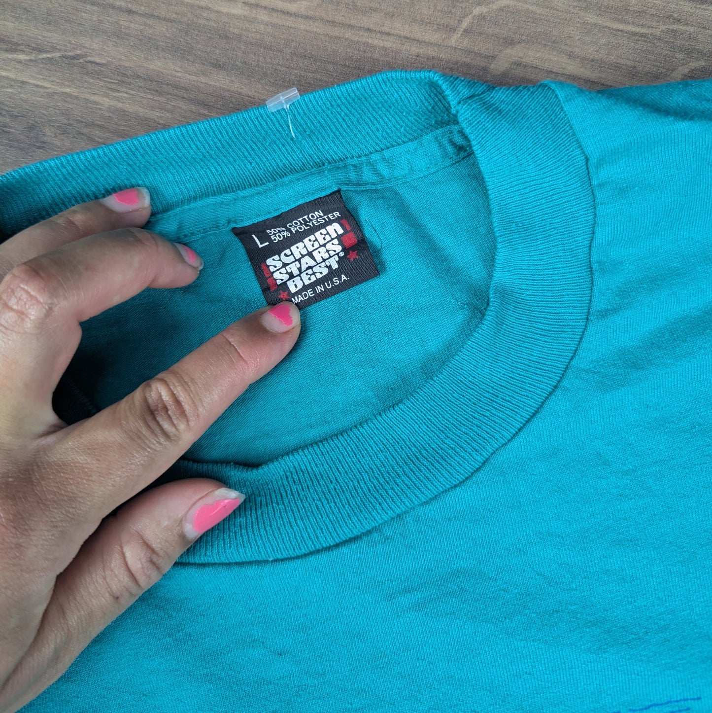 Vintage 90s Single Stitch Green John 3:16 Baptiste Church T-shirt Size L
