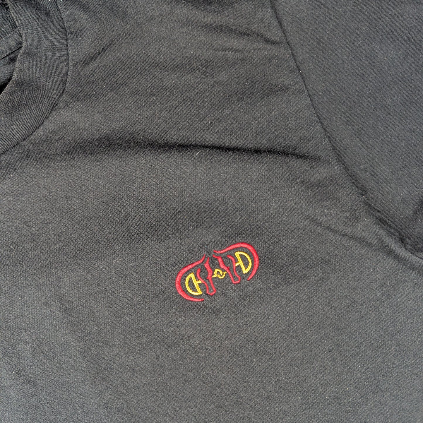 Vintage 90s Single Stitch Black Embroidered Fruit of the Loom T-shirt Size M