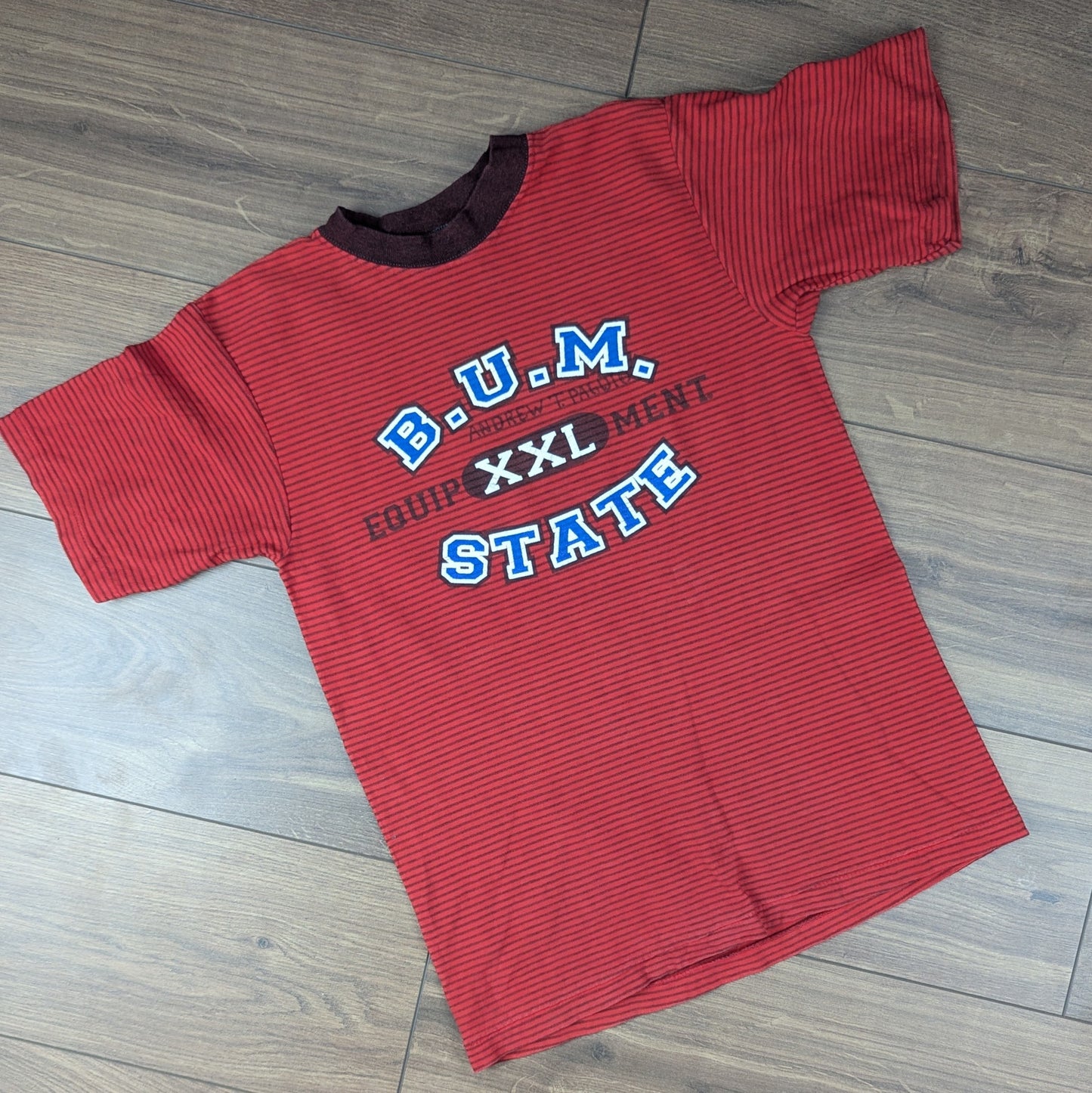 Vintage 90s Single Stitch Red Bum State B.U.M. Equipment T-shirt Size S