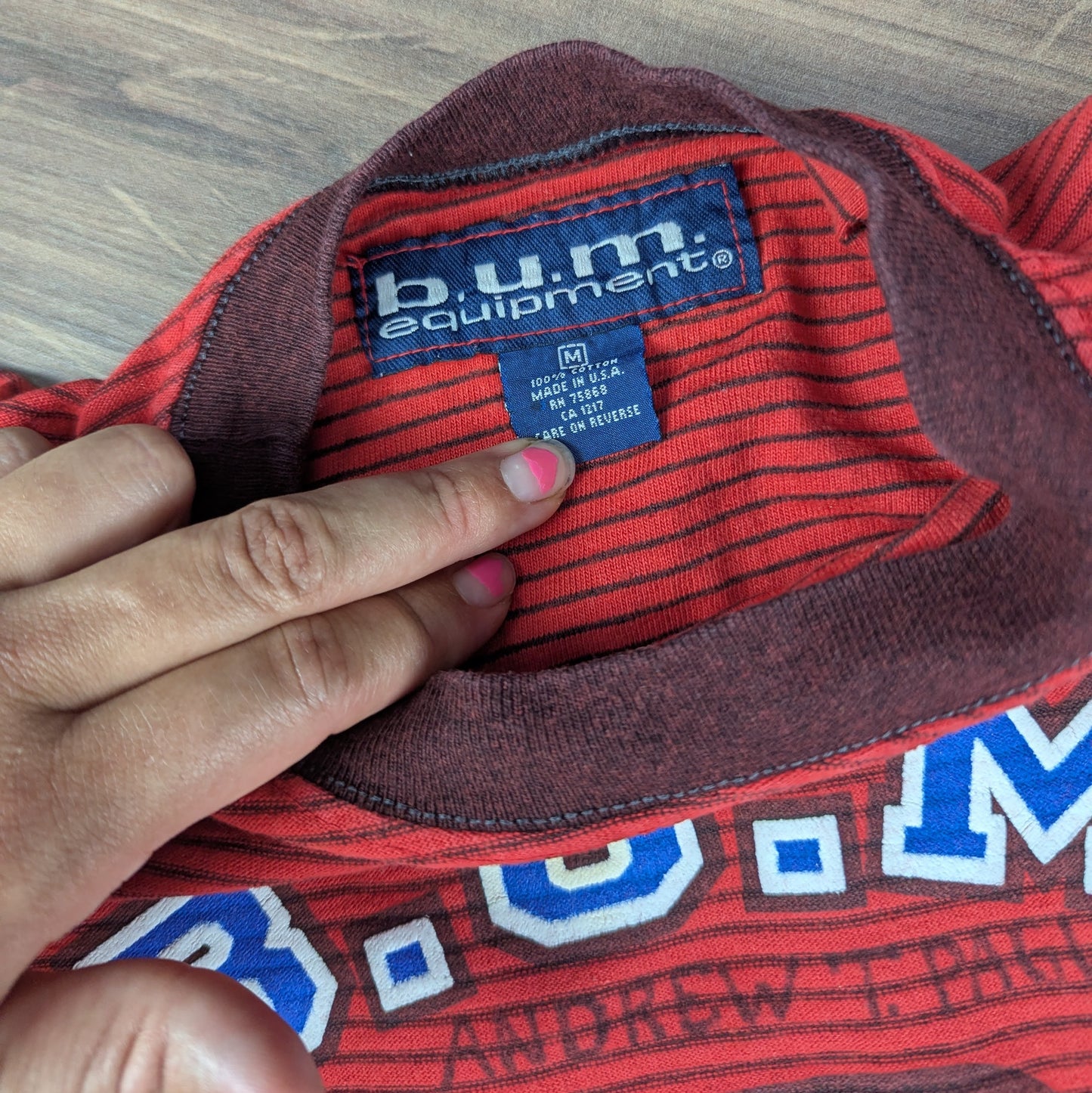 Vintage 90s Single Stitch Red Bum State B.U.M. Equipment T-shirt Size S