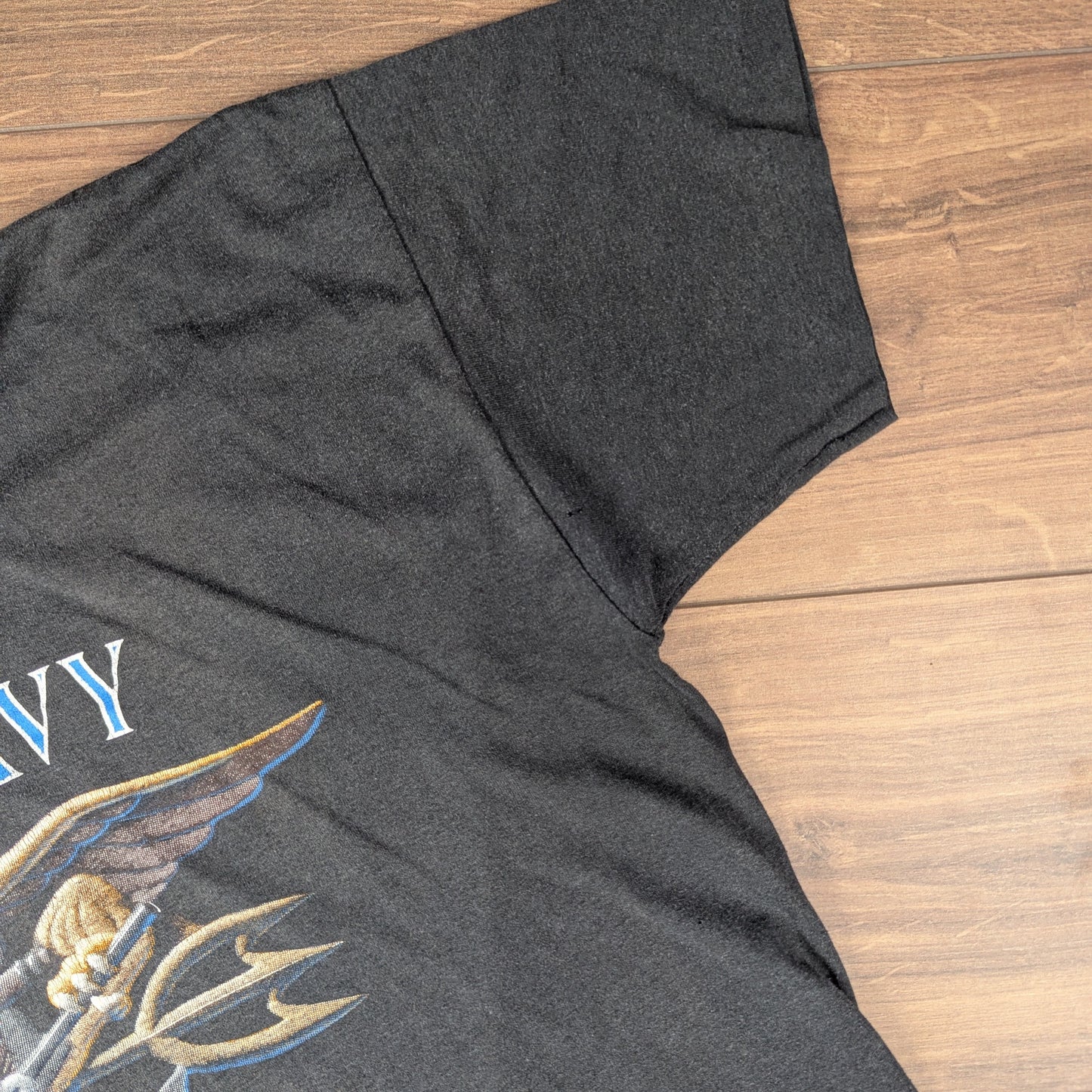 Vintage 80s 90s Single Stitch Black US Navy Seals Eagle Graphic T-shirt Size XL