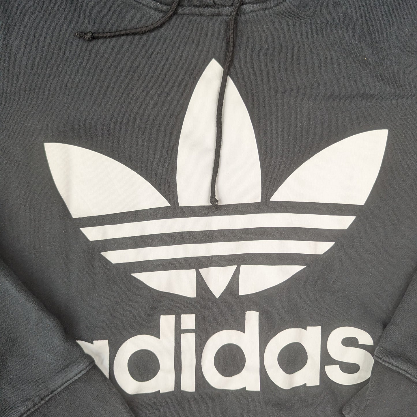 Black Adidas Trefoil Spellout Hoodie UK18/L