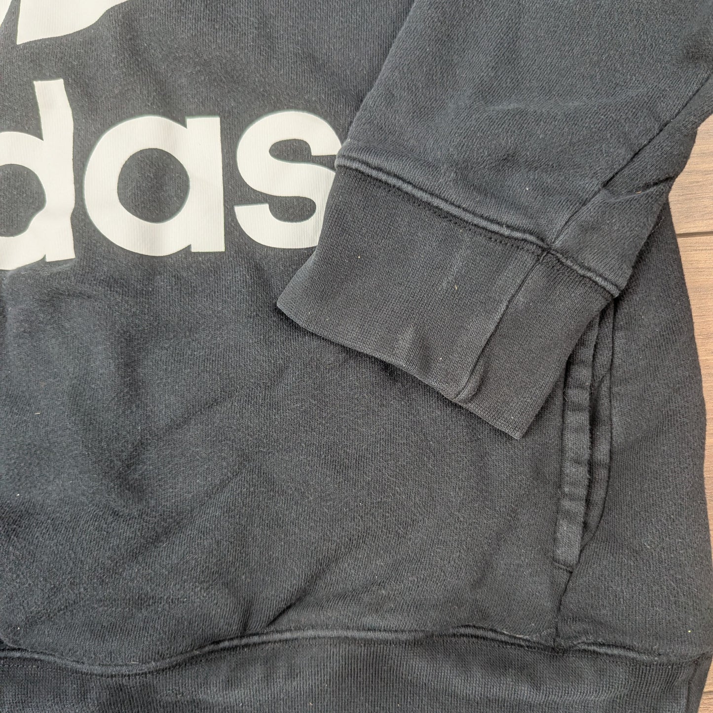 Black Adidas Trefoil Spellout Hoodie UK18/L