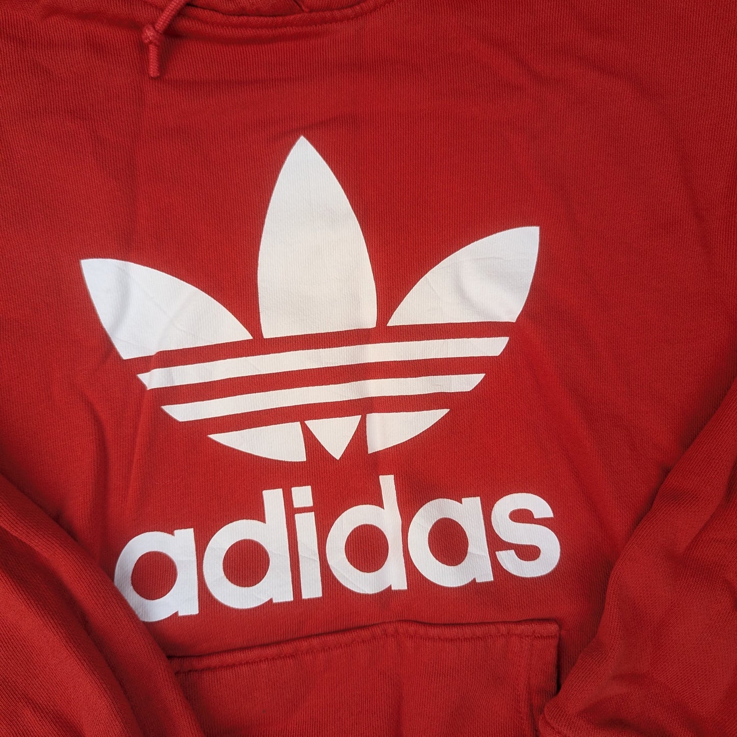 Red Adidas Trefoil Spellout Hoodie UK10/S