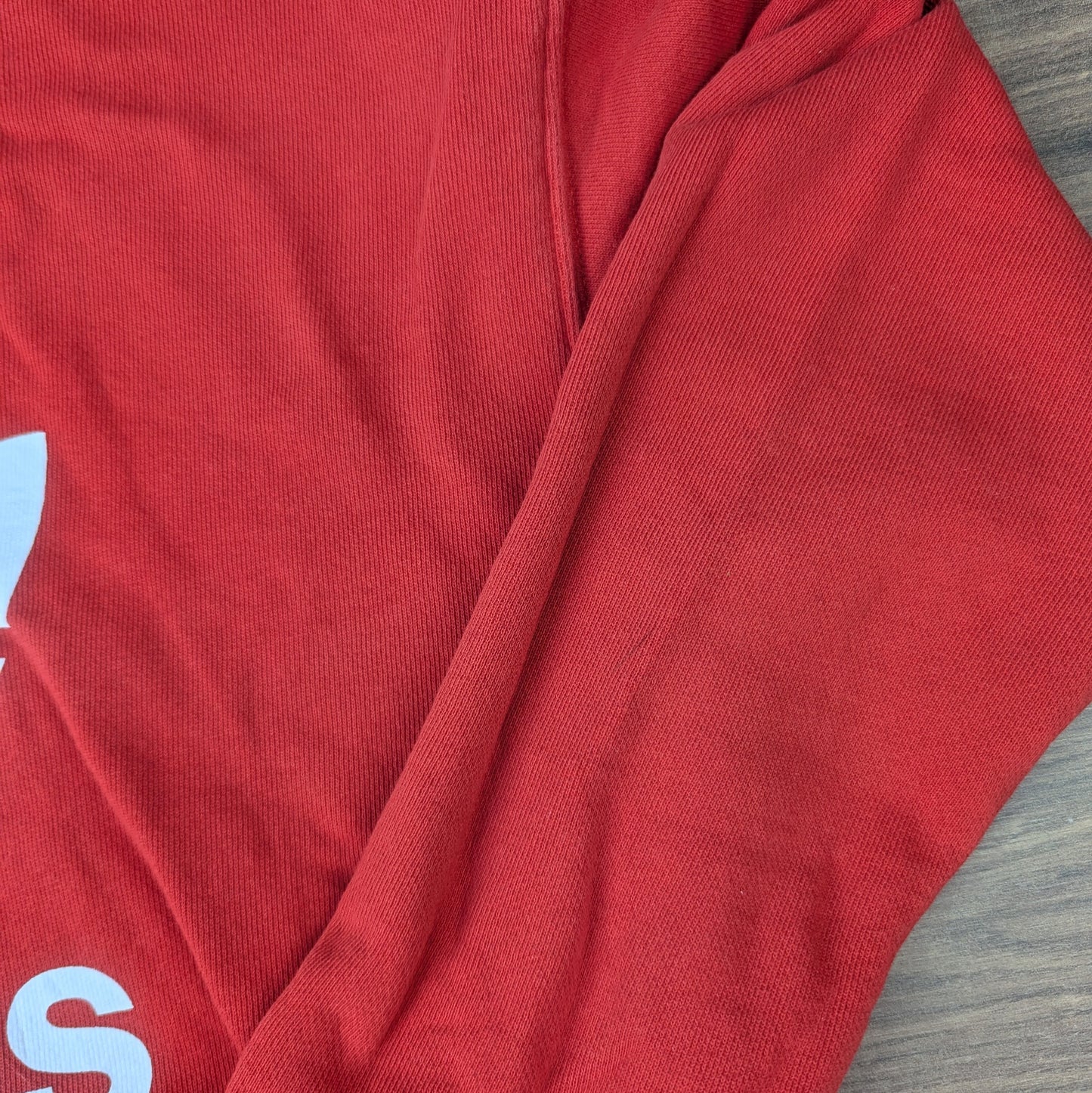Red Adidas Trefoil Spellout Hoodie UK10/S