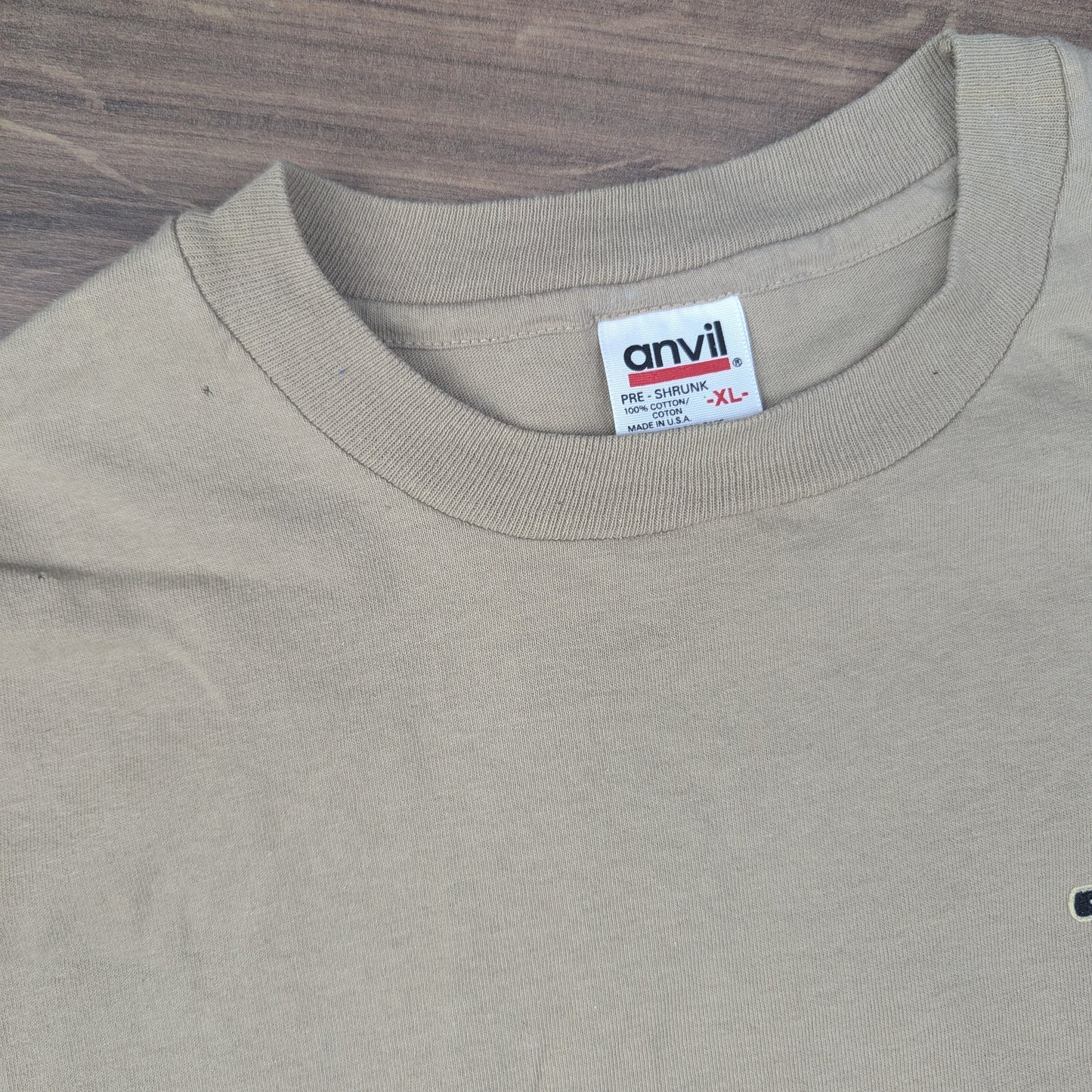 Vintage 90's Tan Anvil Single Stitch Upside Down Rafting Graphic T-shirt Size XL