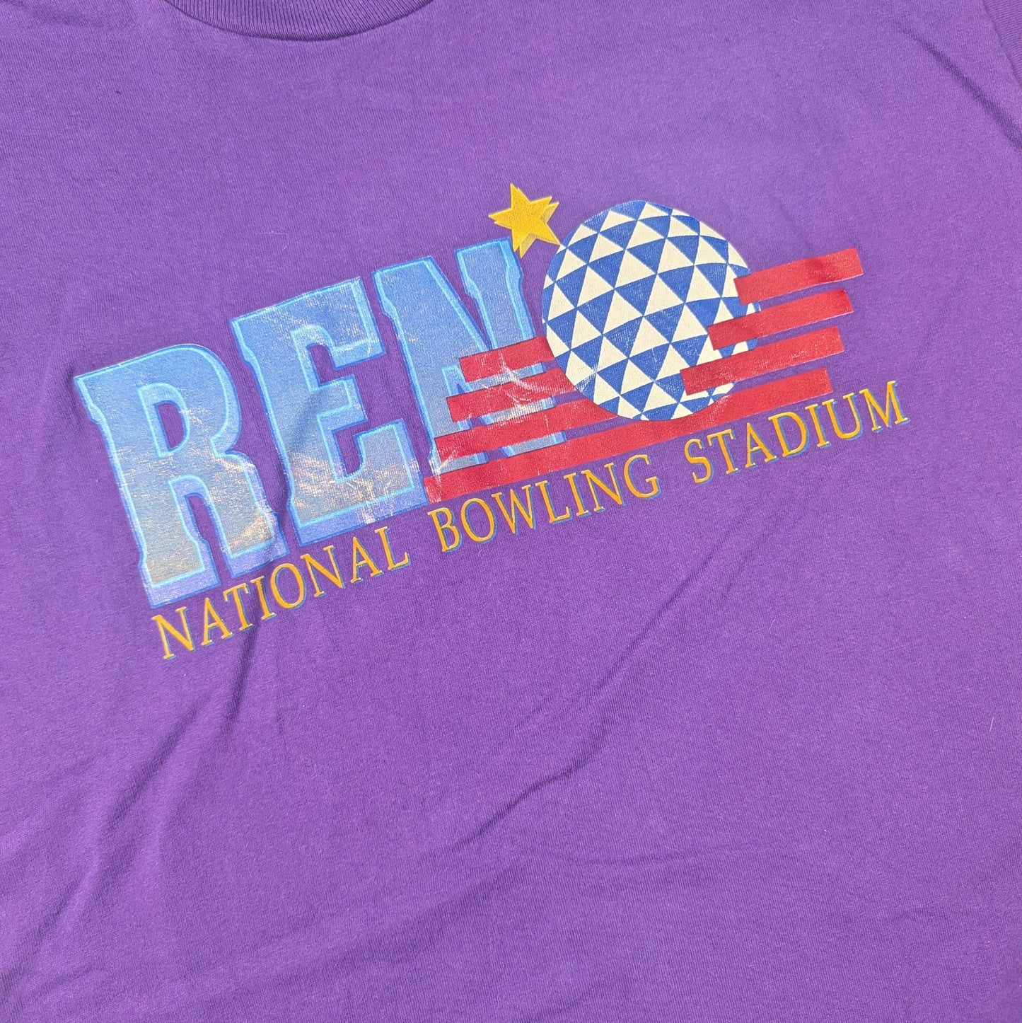 Vintage 90's Purple Reno National Bowling Stadium Souvenir T-Shirt Size XL
