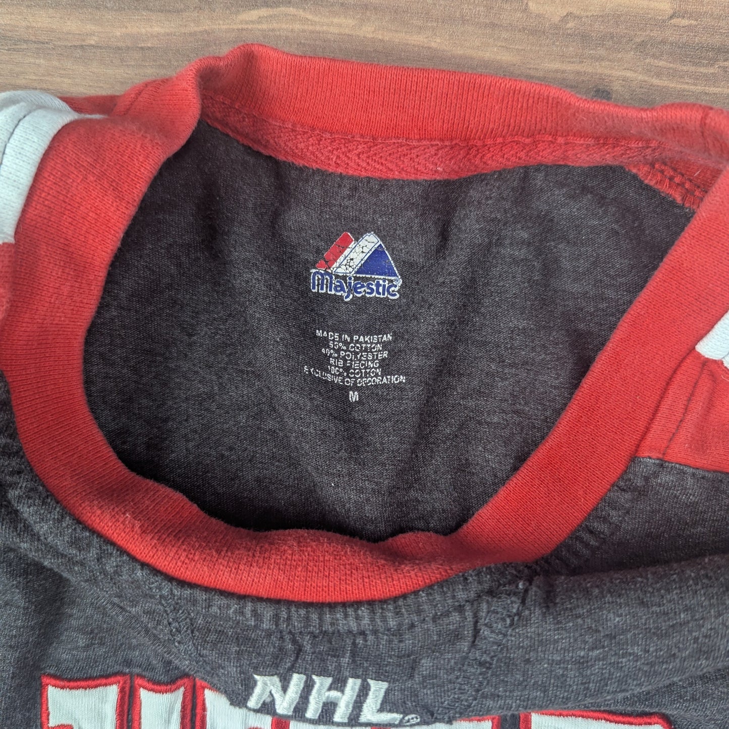 Grey Majestic NHL Minnesota Wild Hockey Long Sleeve T-Shirt Size M