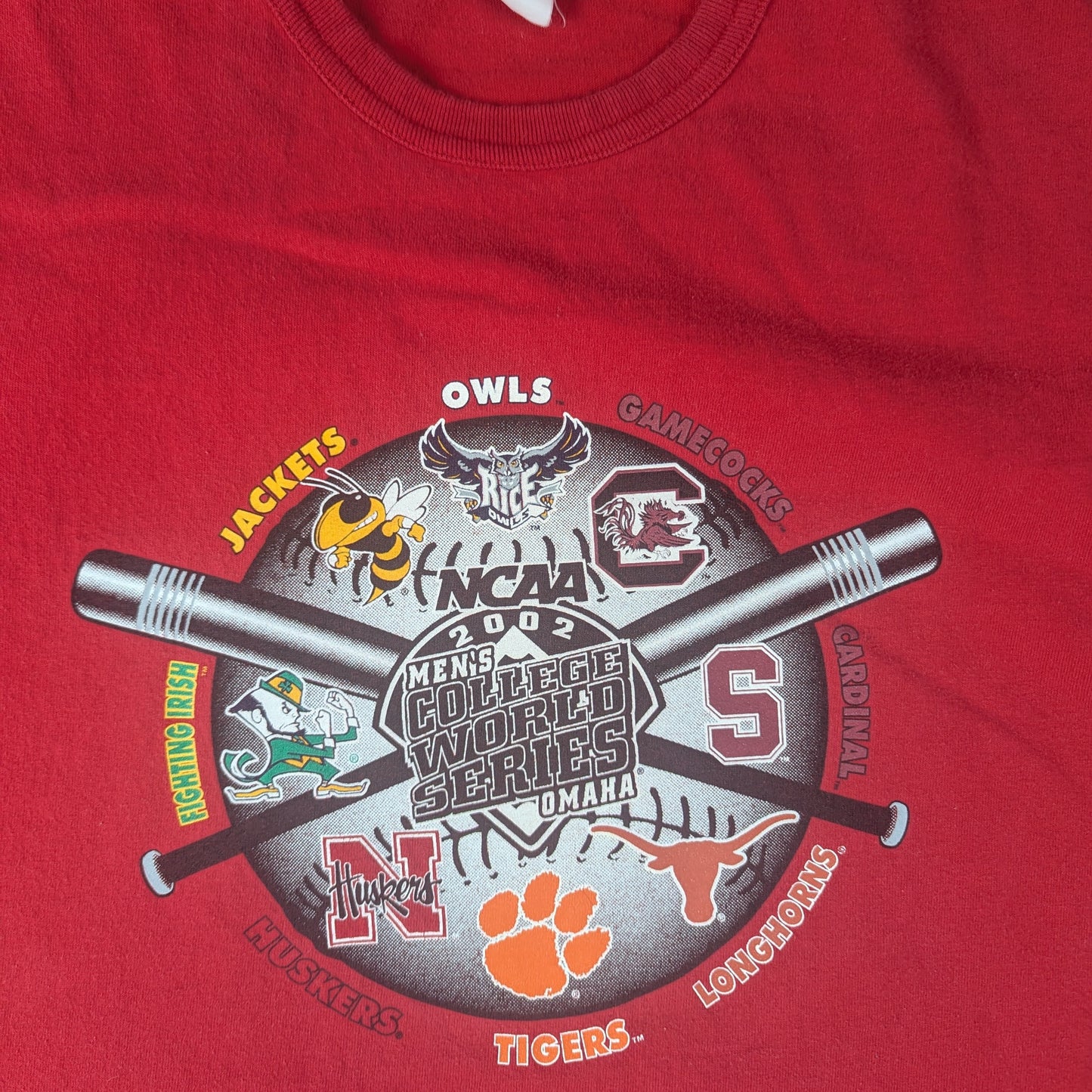 Red 00's Vintage Champion 2002 College Baseball Championships Size L