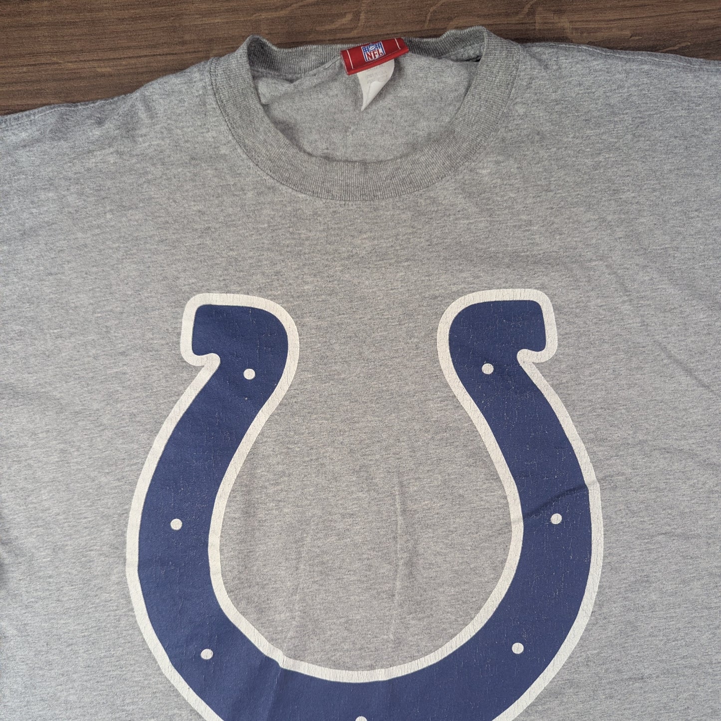 Grey NFL 00's Vintage Colts Team Graphic T-Shirt Size XL