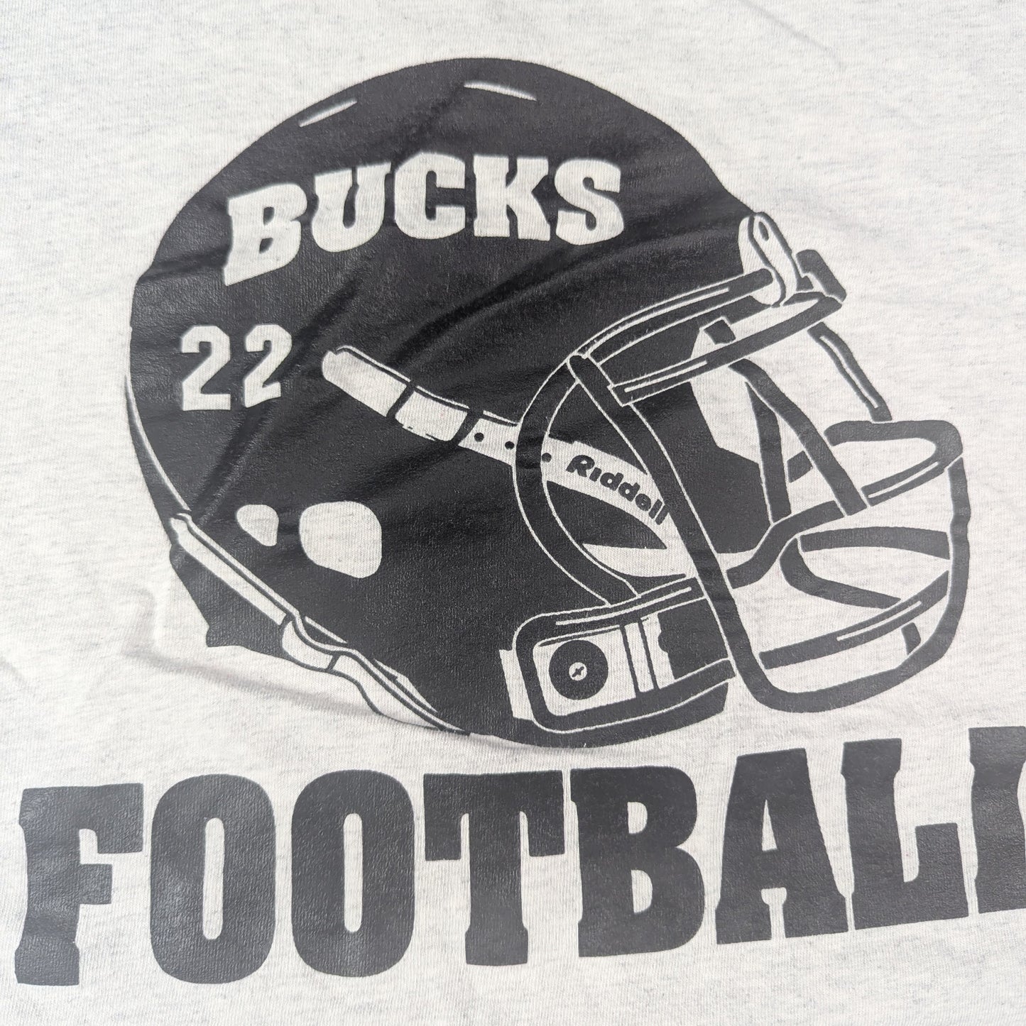 Grey Vintage 00's Gildan Bucks Football Helmet Graphic T-Shirt Size L