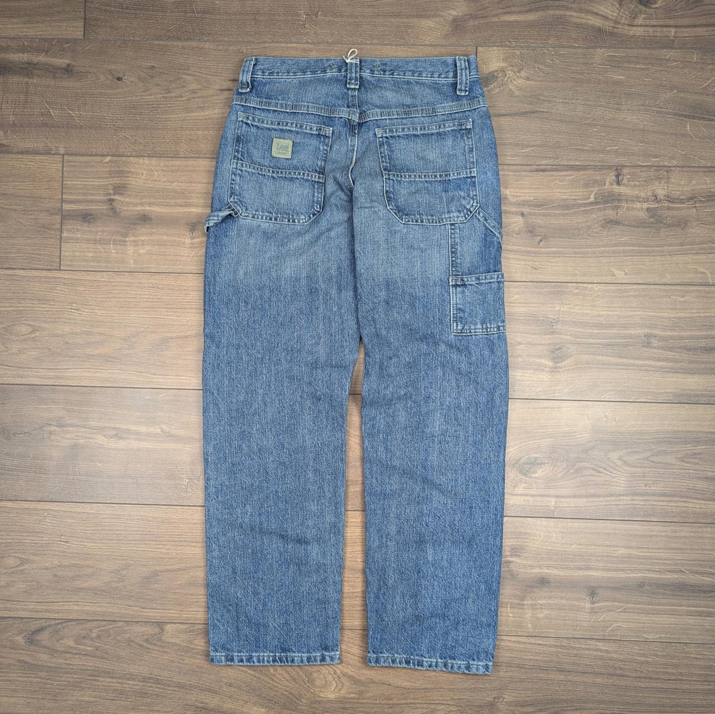 Blue Vintage Lee Dungaree Carpenter Jeans Baggy Skater Straight Leg W30 L30