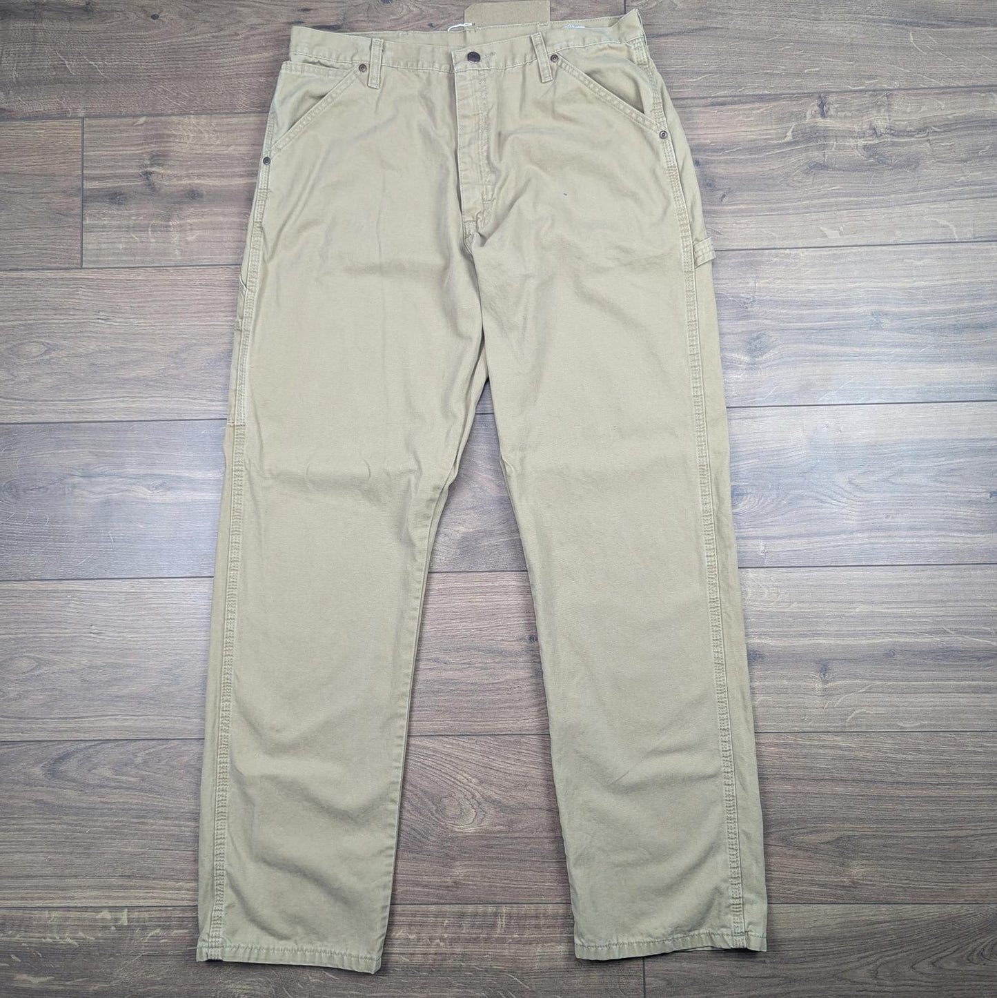 Tan Vintage Wrangler Carpenter Jeans Trousers Cargo Straight Leg W36 L34
